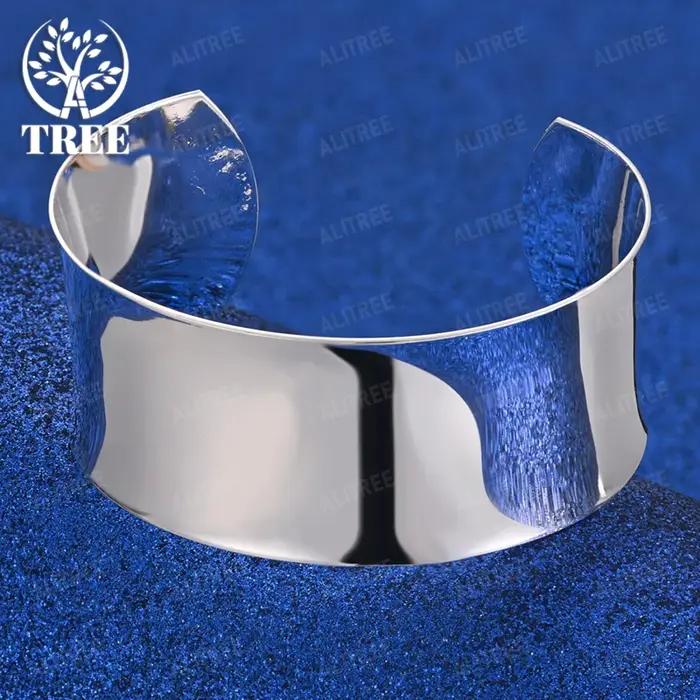 Bracelet ouvert rond large réglable en argent Sterling 925
