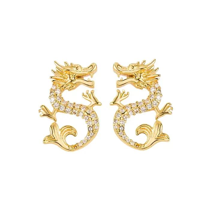 Boucles d'oreilles dragon en cristal pour femme