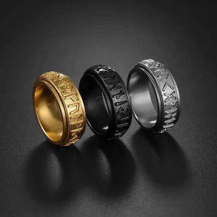 Bagues Rune Viking Vintage pour hommes et femmes
