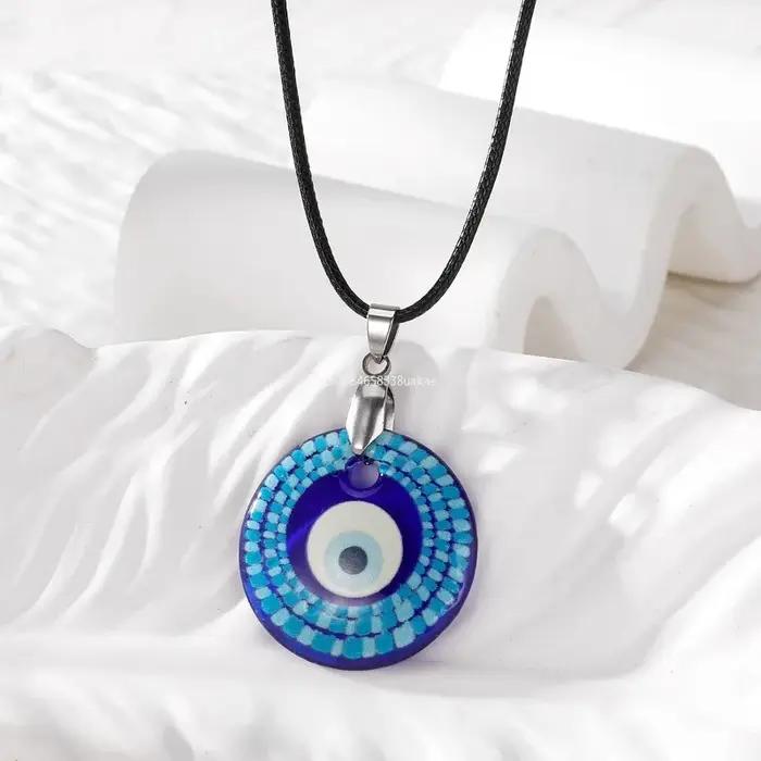 Collier ULBoho Flower Blue Evil Eyes pour hommes et femmes