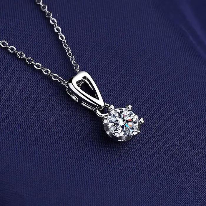 Collier en argent Sterling 925 pour femmes, pendentif rond scintillant pavé CZ, bijoux d'anniversair