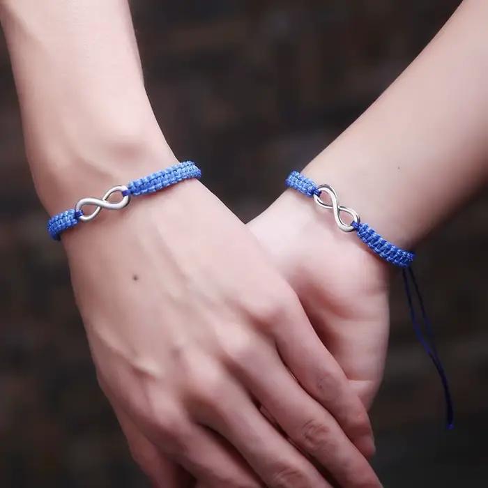 Ensemble de 2 bracelets infinis rétro faits à la main, ensemble de bracelets d'amitié, bracelets et joncs pour hommes et couples, bijoux infinis
