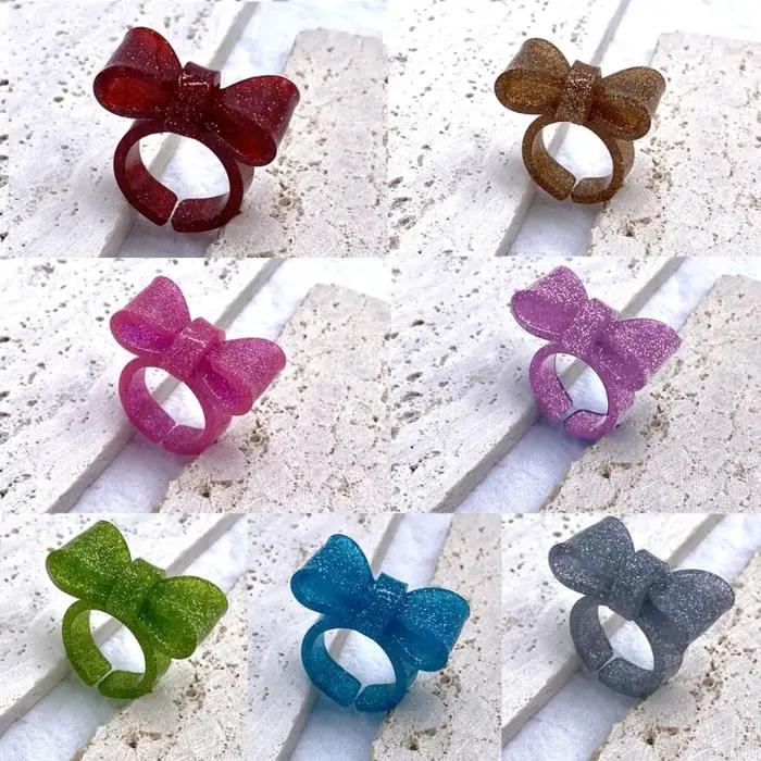 Anneaux d'été en résine colorée réglables pour femmes filles motifs géométriques style rétro chic occassions spéciales