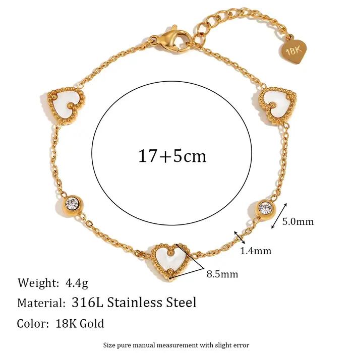 E.B.belle – Bracelet rond en forme de cœur à trois coquillages, collier en acier inoxydable pour femmes, bijoux plaqués or 18 carats
