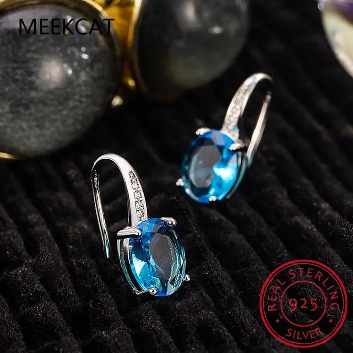 Boucles d'oreilles ovales naturelles en argent Sterling 925 pour femmes