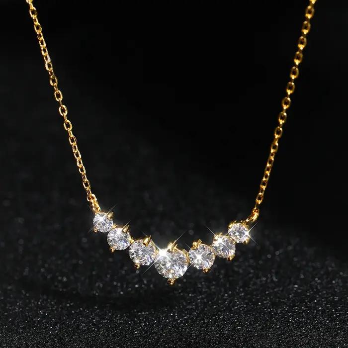 KNOBSPIN D VVS1 Moissanite pendentif colliers pour femmes à la mode bijoux de fête certifié GRA 925 argent plaqué or jaune collier