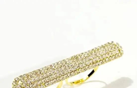 Anneau de barre Long à deux doigts Strass scintillant pour homme occasions spéciales design unique fantaisie bijouterie