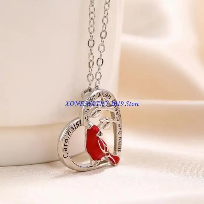 F42F – collier avec pendentif en forme d'oiseau rouge bijoux pour femmes