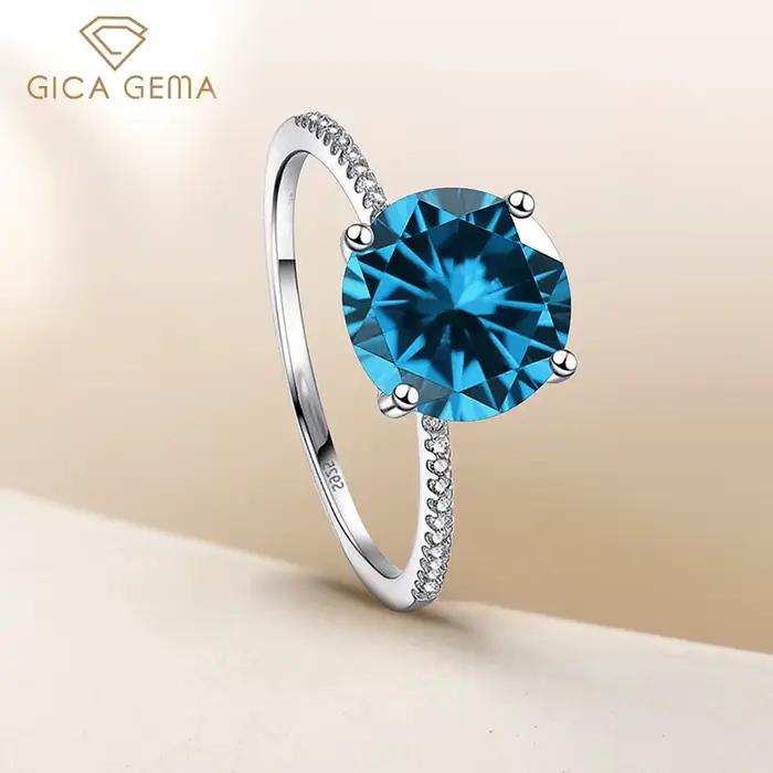 Bague en Argent Sterling 925 Sertie de Topaze et Zirconium Blanc Mode Femmes Cadeau Occasions Spéciales Mariage Fiançailles