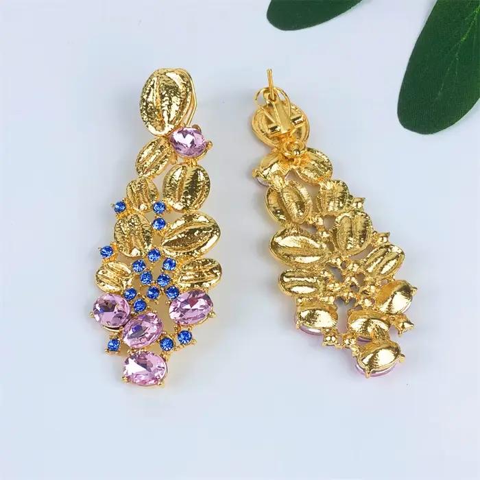 Ensemble de bijoux vintage en opale plaqué or 18 carats pour femmes soirée élégante italienne brésilienne qualité haute four full jewelry set