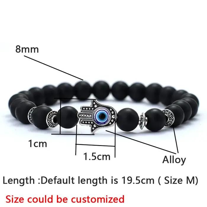 Bracelet mauvais œil homme femme Vintage couleur argent Fatima main