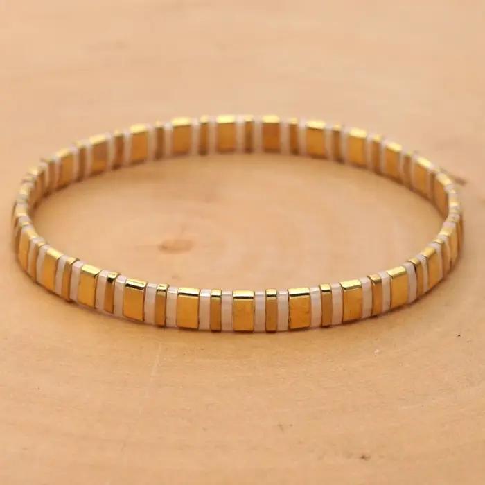 Go2boho Bracelet pour femmes Miyuki couleur or Tila perles Bracelets Femme brassard bijoux à la mode