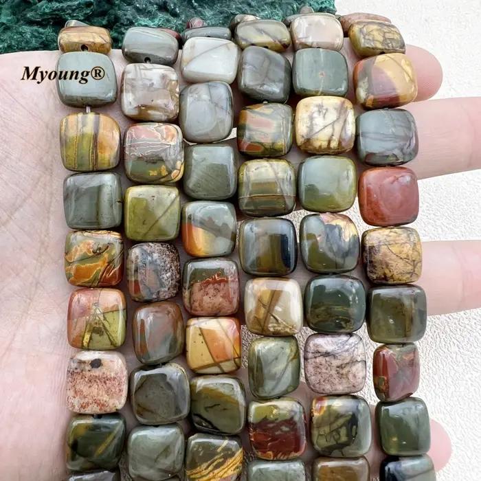 Perles en pierre naturelle de forme carrée
