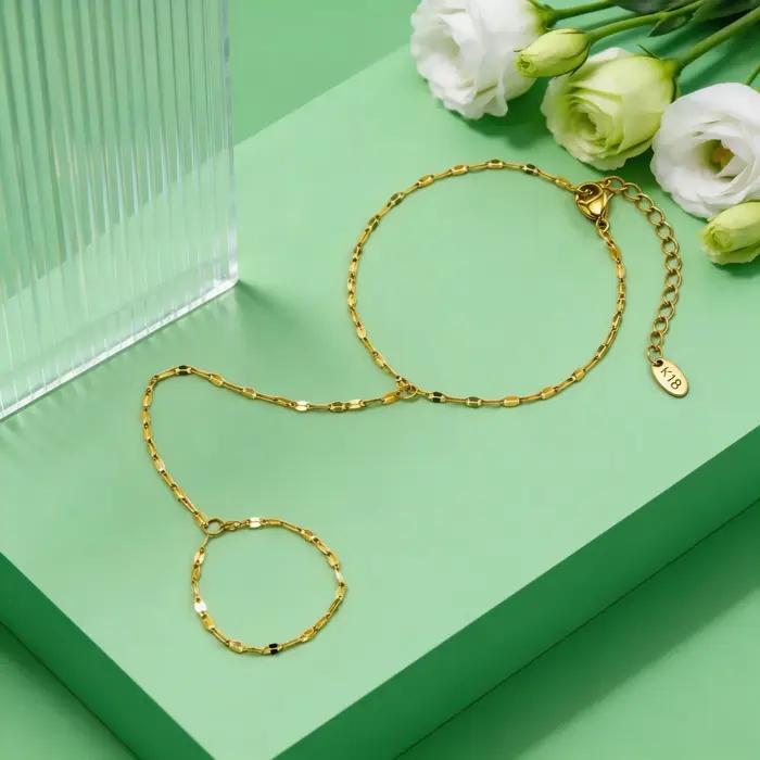 Bracelet chaîne de doigt en acier inoxydable pour femme