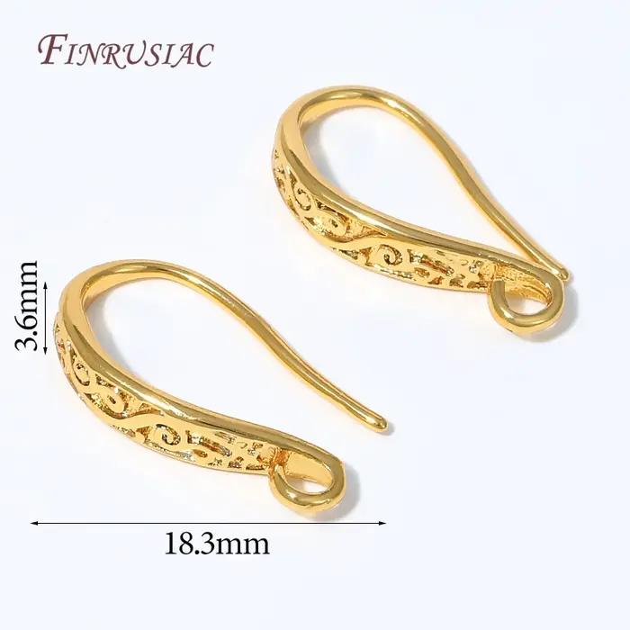 Crochets d'oreille gravés plaqués or 18 carats, crochets de boucles d'oreilles en filigrane pour la
