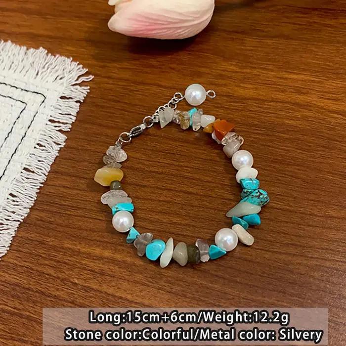 Collier de perles en pierre naturelle colorée de Noël pour femmes