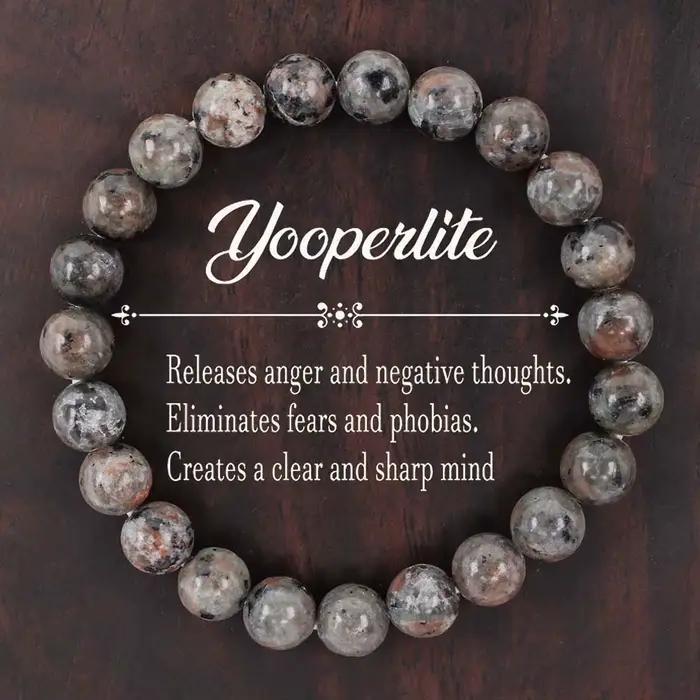 Bracelet Yooperlite naturel flamme avec lumière UV méditation réactive perles extensibles réglables