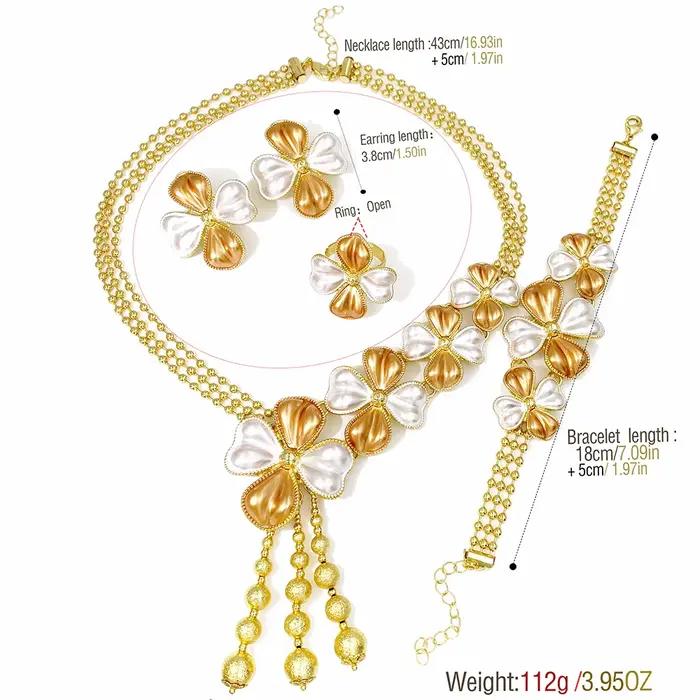 Ensemble de bijoux élégants pour femmes en or 18 carats style italien pour occasions spéciales collier boucles d oreilles bague bracelet