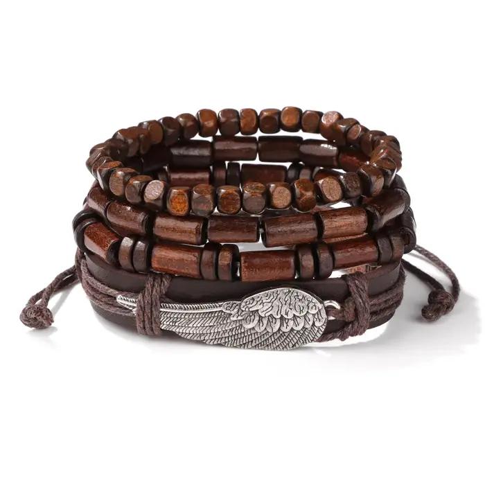 Bracelet tressé en cuir rond pour hommes et femmes