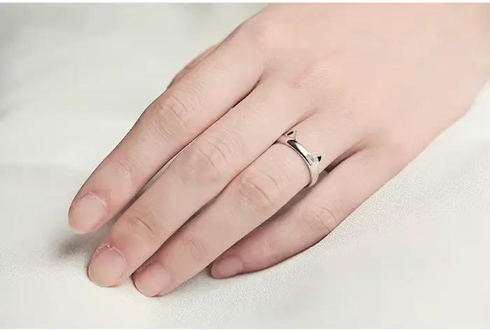 Bague ouverte réglable en argent regardé 925 pour femme