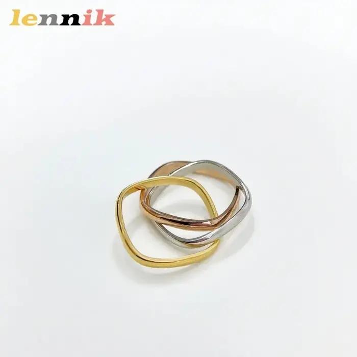 Lennik – Nouvelle bague carrée 3 couleurs 3 anneaux pour femme