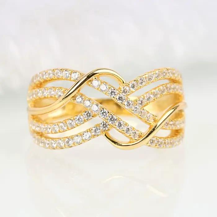 Bagues croisées Huitan en zircone cubique pour mariage, alliances de mariage modernes et élégantes pour femmes, bijoux tendance à offrir pour grandes occasions