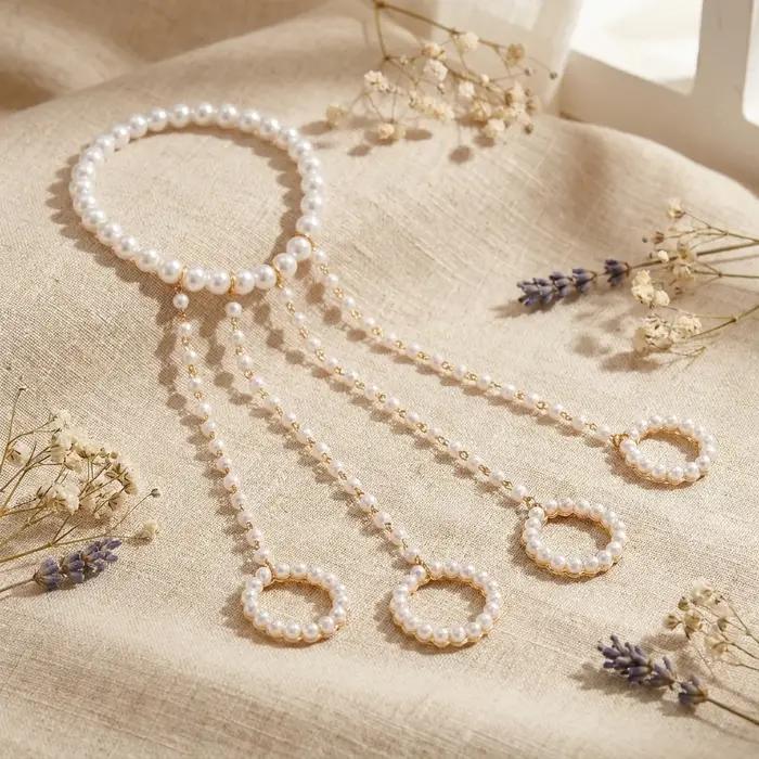 Bracelets de doigt en perles d'imitation tendance pour femmes