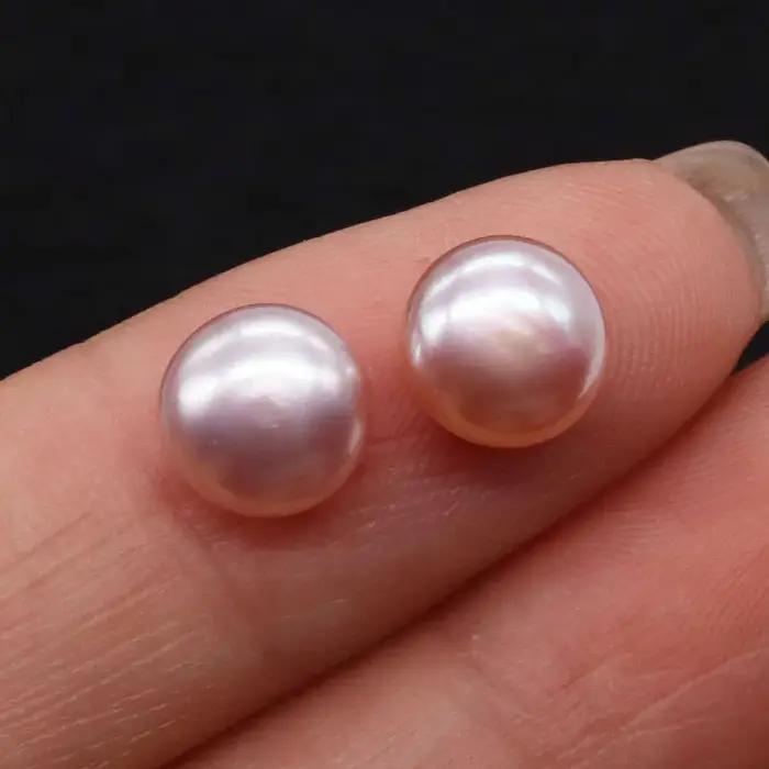 100% perles naturelles boucles d'oreilles perle demi-trou percé