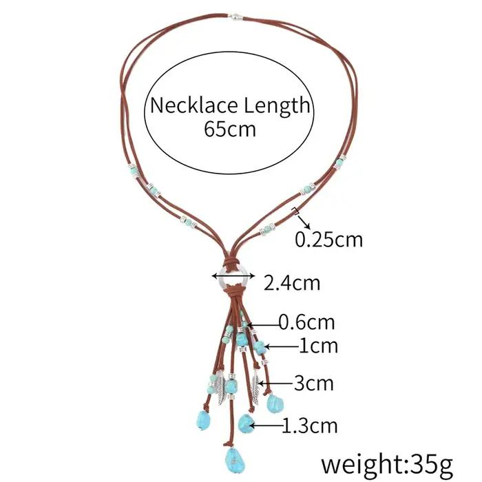 Collier de turquoise en daim synthétique bohème fait à la main