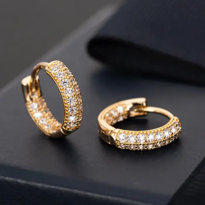 Boucles d'oreilles en argent Sterling 925, accessoires de mode, diamants scintillants, en or, petites et simples, bijoux de mariage, cadeaux de fête