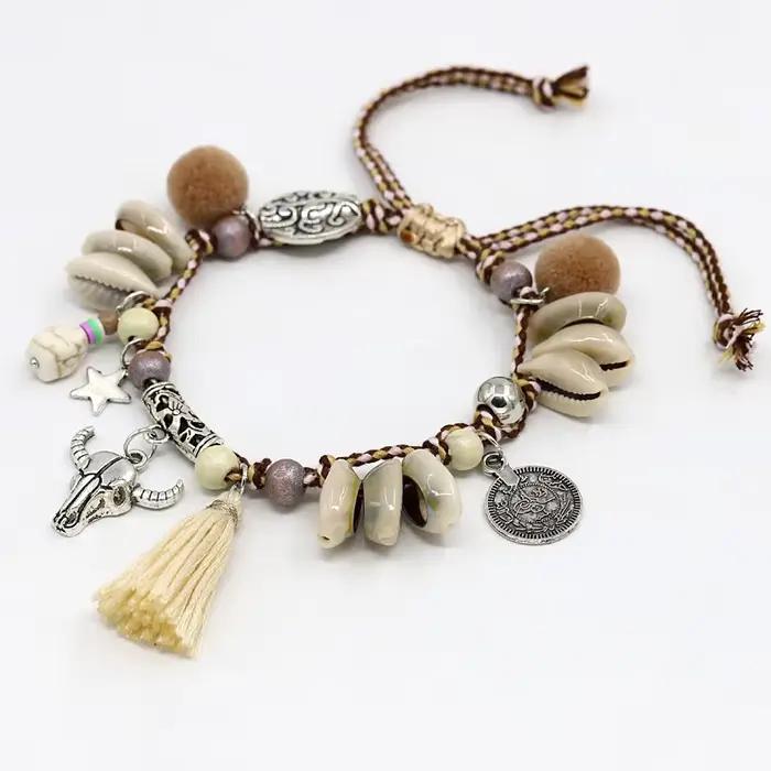 Bracelets de cheville coquillage bohèmes pour femmes ajustables motifs animaux de compagnie plage occasions spéciales