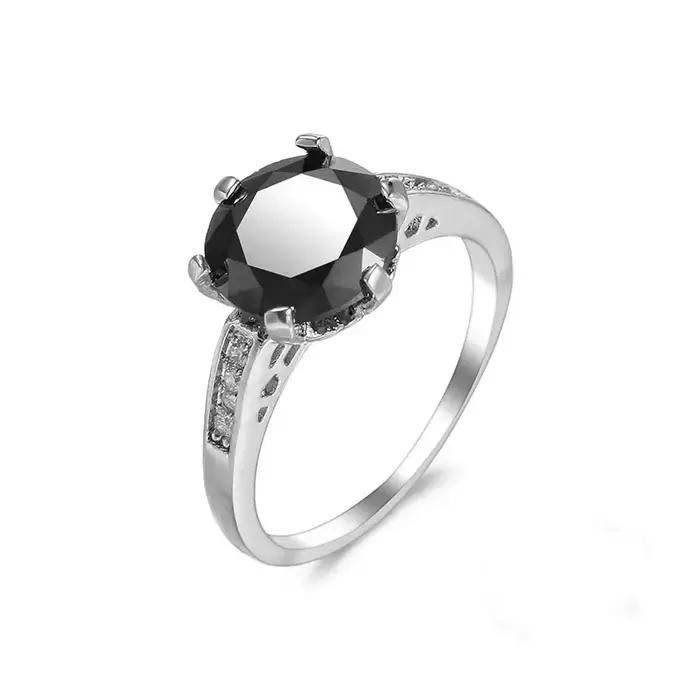 Bague vintage en argent 925 avec pierre noire naturelle pour femme, bijoux fins, cadeaux pour les tr