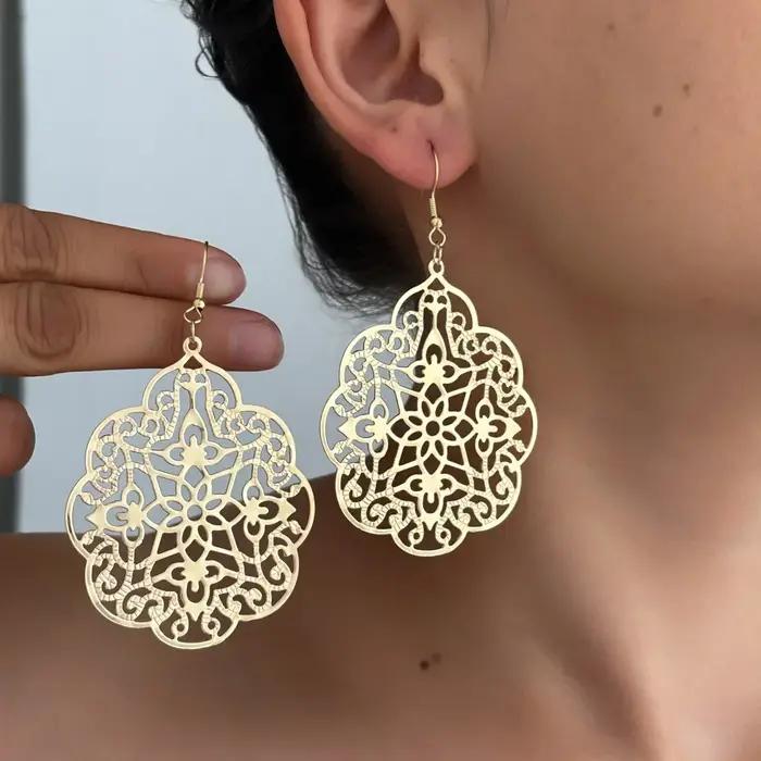 Boucles d'oreilles géométriques ajourées de Style bohémien pour femmes