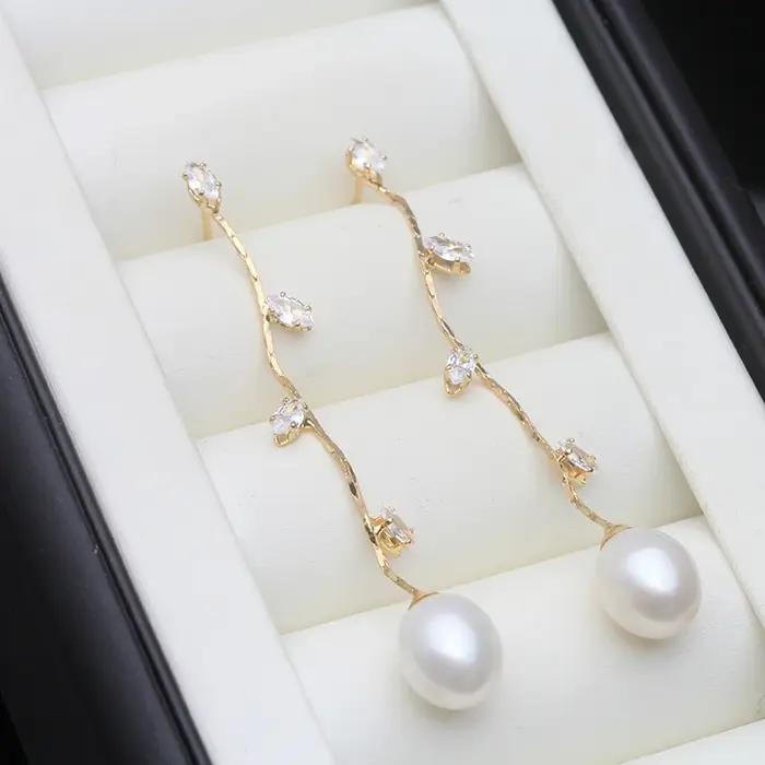 Boucles d'oreilles originales en perles d'eau douce cultivées pour femmes, plaquées or, cadeau pour