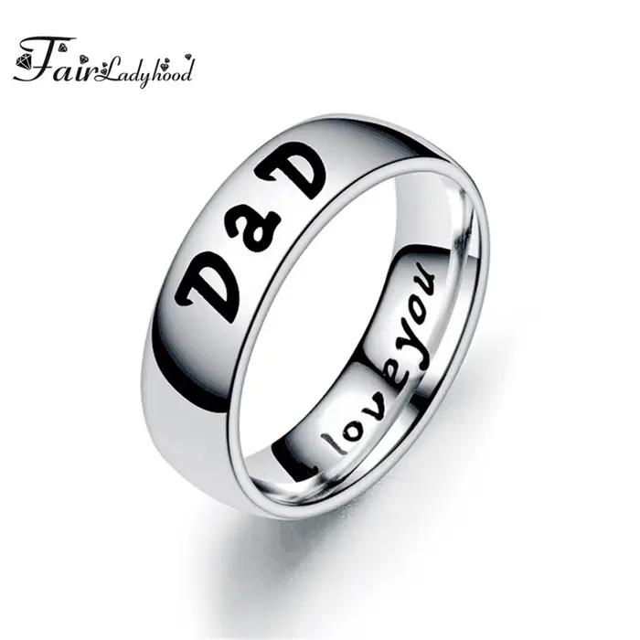 FairLadyHood-Bagues en acier inoxydable pour hommes et femmes, bijoux classiques, "Love You MOM Destroy D SON FILLE", membres de la famille