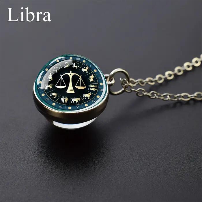 Pendentif signes du zodiaque en boule de verre, bijoux à la mode pour femmes, vierge, Cancer, bélier, Gemini, cadeau d'anniversaire, 12 signes
