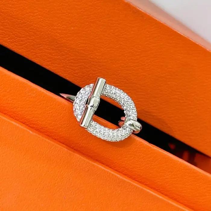Nouveautés tendance chaude pur 925 en argent Sterling lien anneau barre transversale pavé Zircon femmes marque de luxe événement bijoux accessoire cadeau