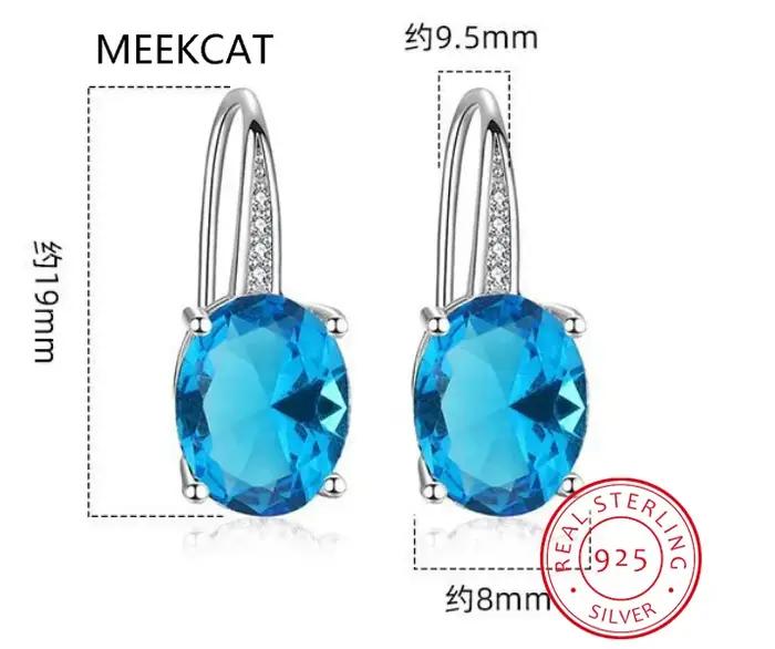 Boucles d'oreilles ovales naturelles en argent Sterling 925 pour femmes