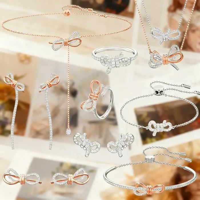 Ensemble de bijoux fin Princess Arc pour femmes avec collier, boucles d'oreilles, bracelet et bague en or, argent, blanc, bleu, brun, clair, gris, jaune, orange, rose, rouge, violet, noir et vert occasions spéciales