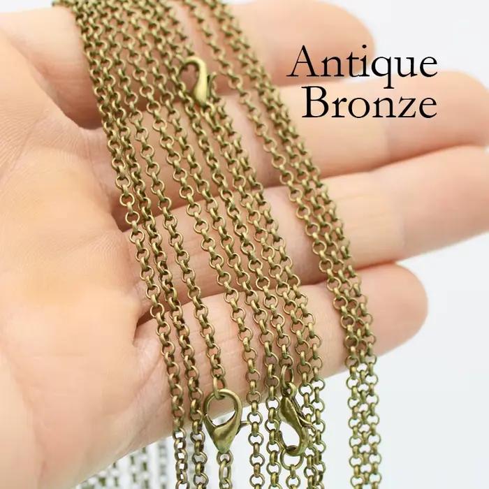 20 Pièces Rolo Chaîne Collier pour Femmes En Gros Or Couleur Bronze Cuivre Noir Argent Plaqué