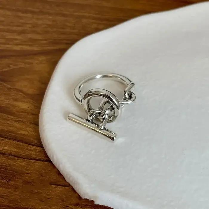 Bague ronde en argent Sterling 925 ajustable pour femmes et hommes occasions spéciales soirée cocktail partie festive