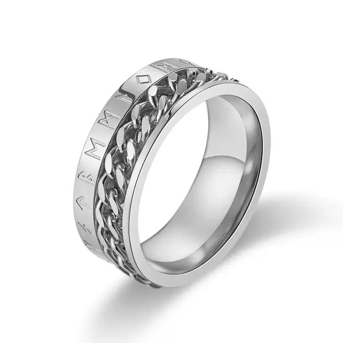 Bague Anti-Stress et anxiété pour hommes et femmes, anneau rotatif rétro nordique Viking Runes, en a
