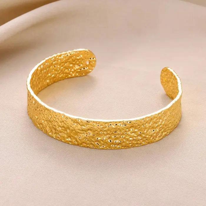 Bracelets manchette ouverts réglables couleur or pour femmes et hommes