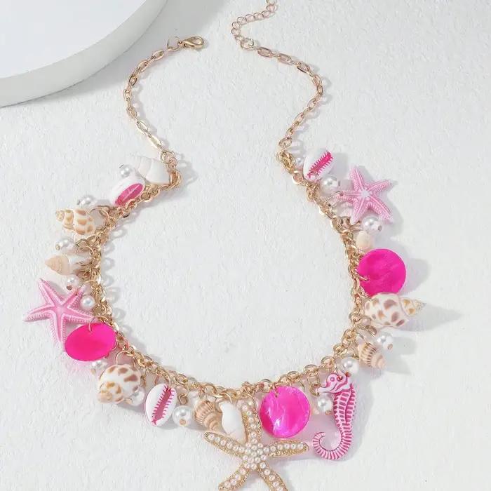 1 perle coquille étoile de mer hippocampe pendentif collier bohème station bord de mer