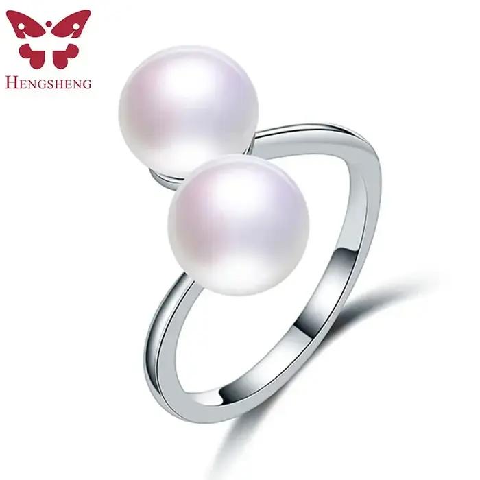 Bague en argent regardé 925 avec perle naturelle véritable pour femme