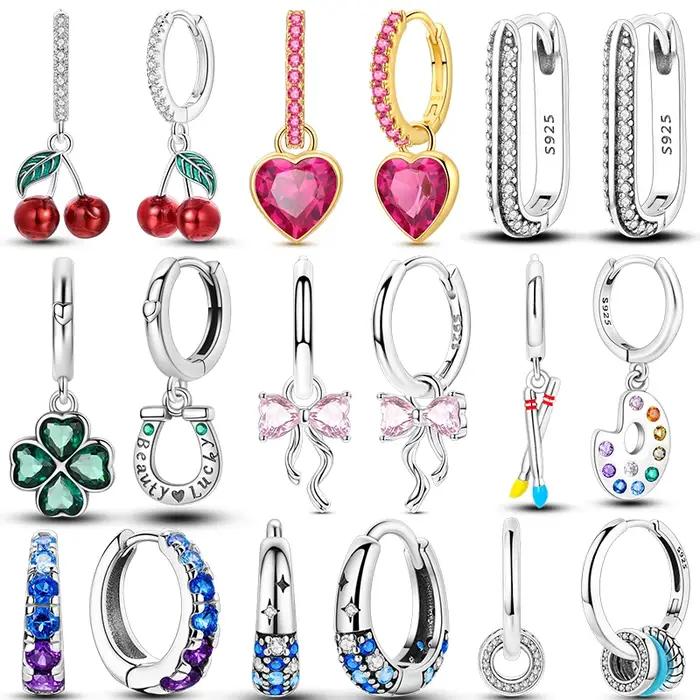 Boucles d'oreilles créoles en argent Sterling 925 serties de zirconium blanc pour femmes, style élégant et bohème, parfait pour les occasions spéciales, mariages, anniversaires et cadeaux romantiques