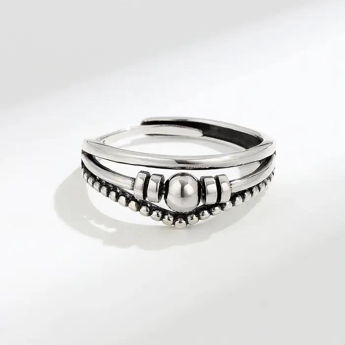 Bague d'anxiété réglable en perles bohème pour femmes