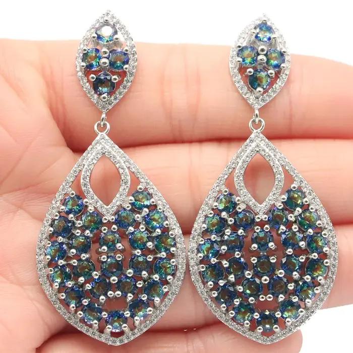 60x26mm magnifique longue grande lourde Tanzanite vert émeraude rose Tourmaline sang rubis