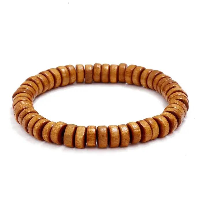 Bracelets élastiques en perles de bois pour hommes et femmes