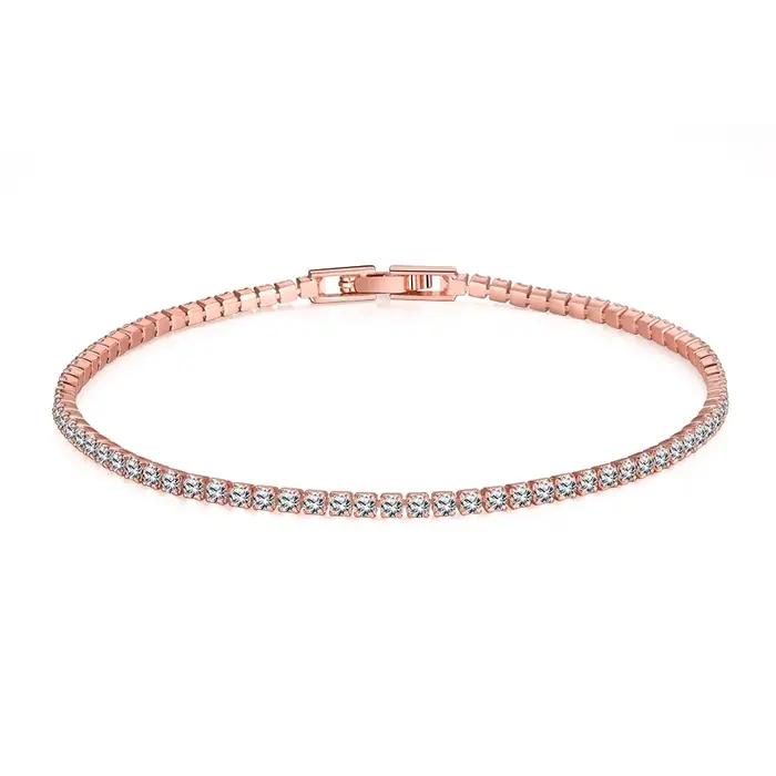 Lihong pur 925 bijoux en argent 18CM Bracelet de Tennis 2mm zircone cadeau d'anniversaire véritable